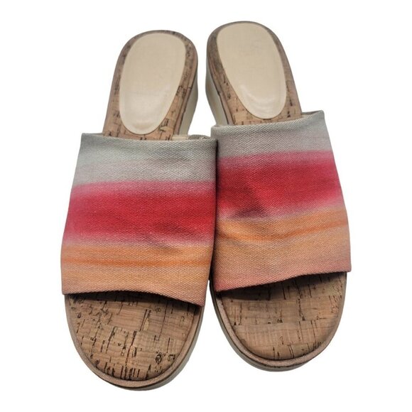 VINCE CAMUTO Shoes Women 10 Multicolor VIVTINA SUNSET Mule Wedge Sandals Slides - Picture 4 of 13